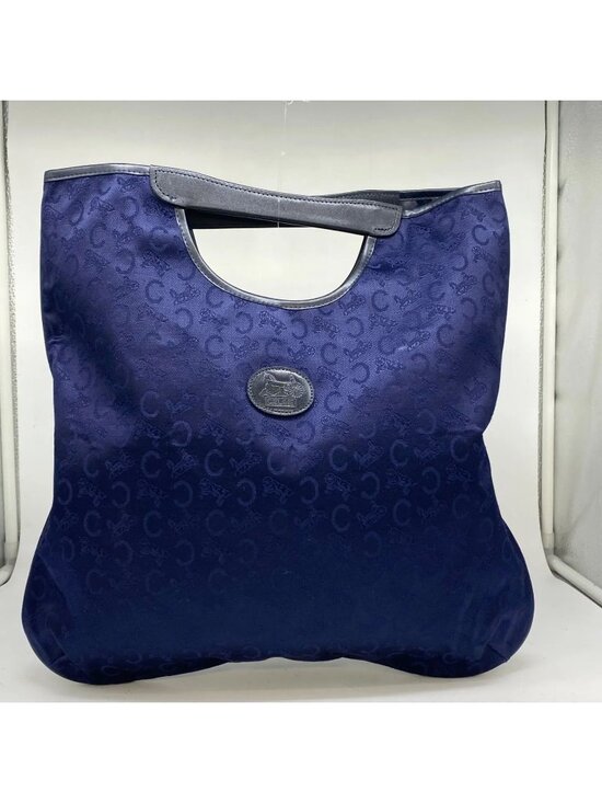 Used celine noevir/macadam/tote - Gem Celine Handbag Macadam Canvas Navy Blue Business Vertical